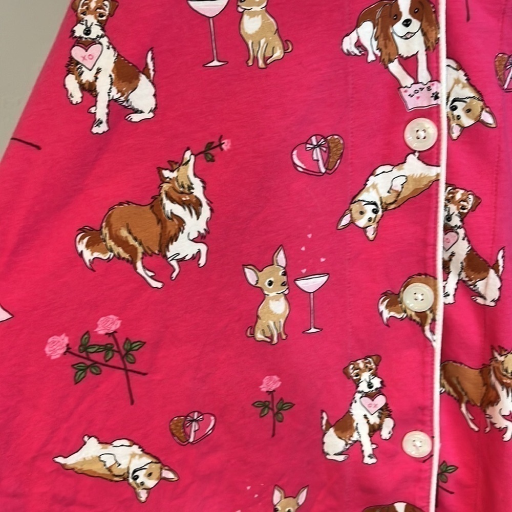 BEDHEAD “be mine” hot pink dogs long sleeve pyjama shirt size medium - Picture 6 of 8